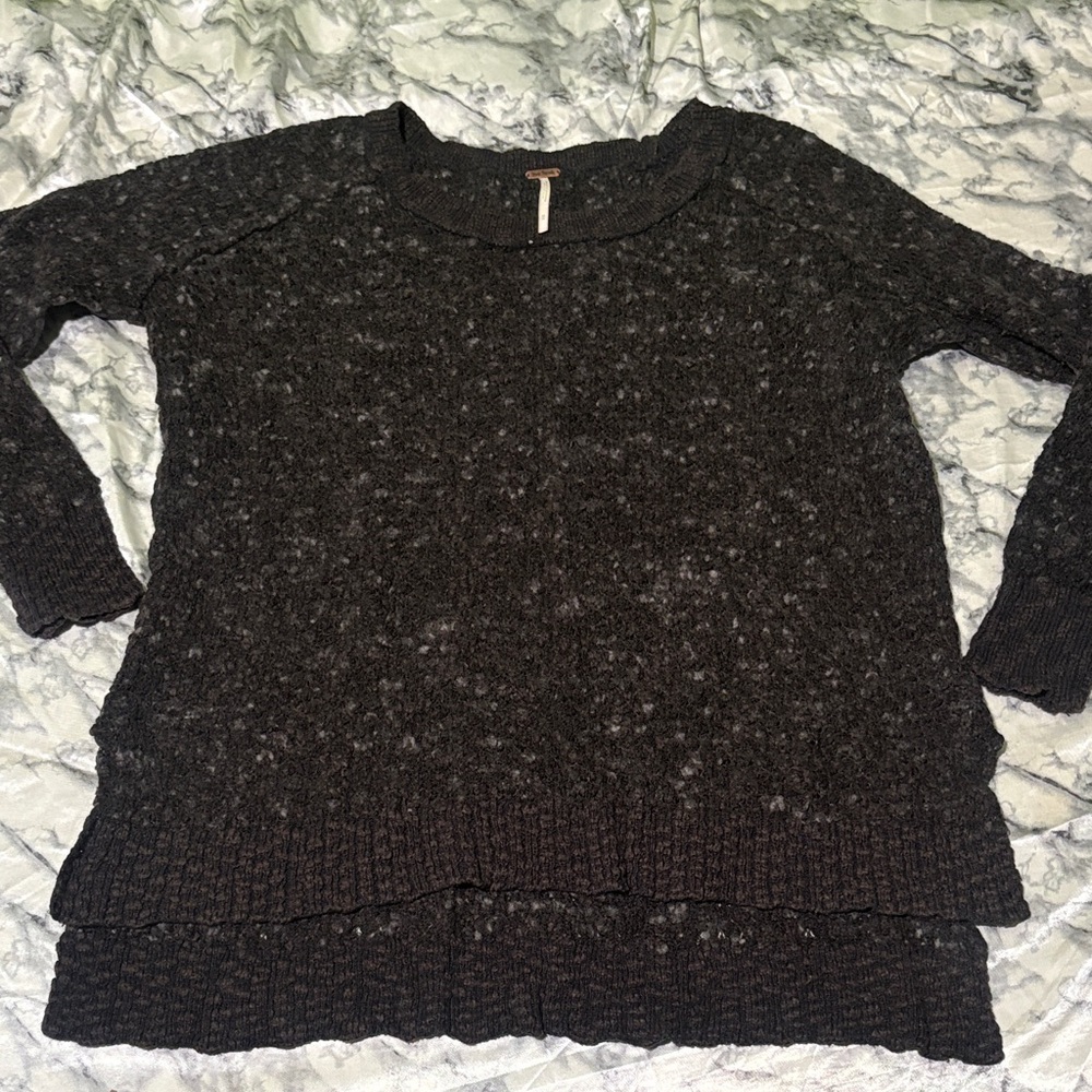 Free People Charcoal Crew Neck Sweater